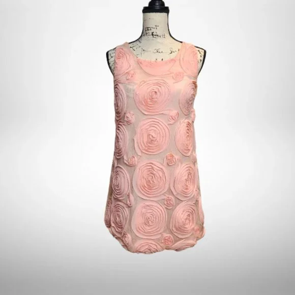 Sue Wong Beautiful Pink Rosette Roses Dress - Size 6 - Picture 2 of 12